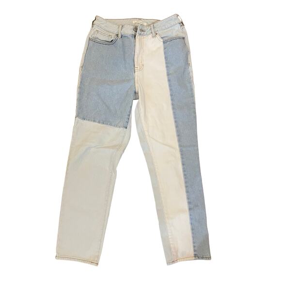 PacSun Colorblock High Rise Straight Jeans Size 27 100% Cotton Light Wash Denim - Picture 1 of 3